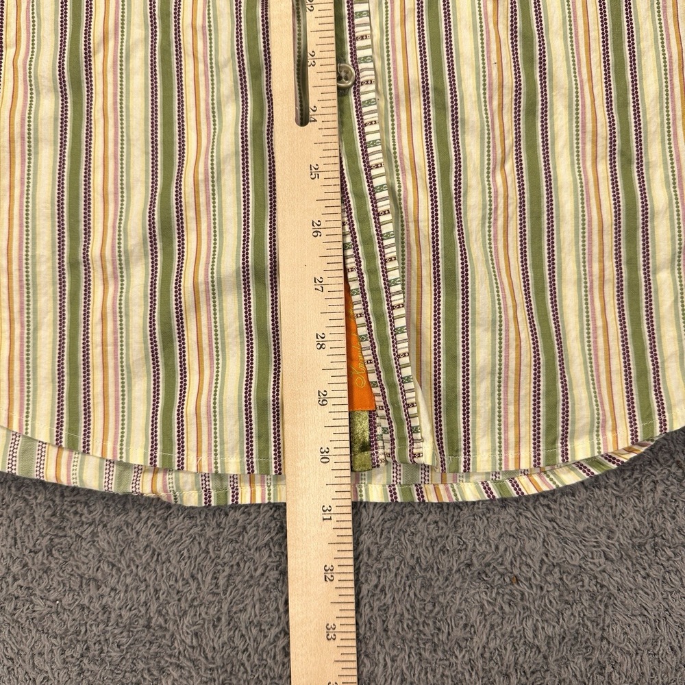 Robert Graham Shirt Mens Large Green Striped Woven Flip Cuff Geometric Going Out - Picture 10 of 13
